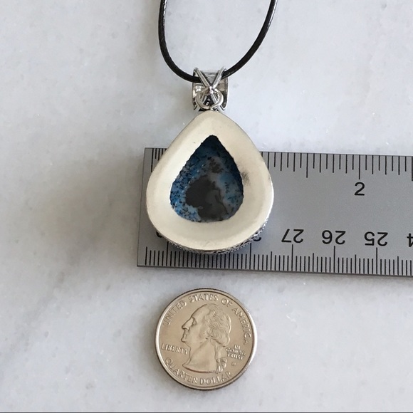 New Blue Dendritic Opal Stone Silver Overlay Pendant Necklace 19” - Picture 4 of 7